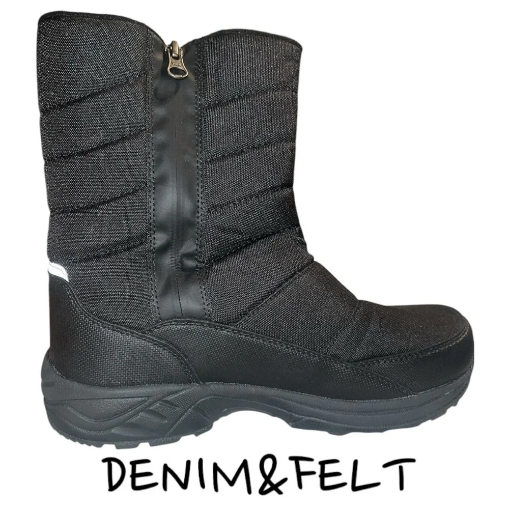 SILENTCARE Mens Winter Mid-Calf Snow Boot Fur Warm Waterproof Slip On | NEW/NWOB